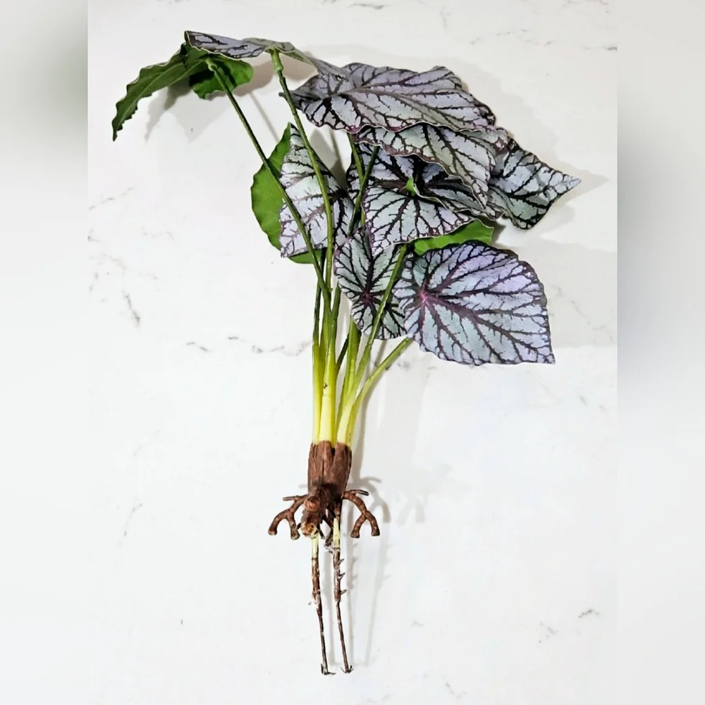 Decorative Faux Plant with Purple and Green Leaves Painted Leaf Begonia